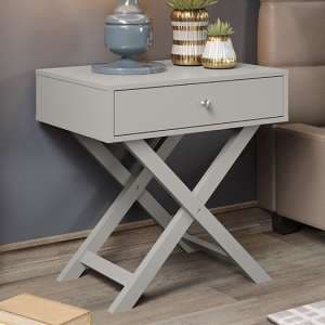 Outwell Wooden Bedside Cabinet In Grey With X Legs - UK