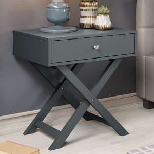 Outwell Wooden Bedside Cabinet In Midnight Blue With X Legs - UK