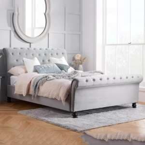 Opulent Fabric Double Bed In Grey - UK