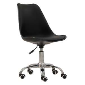 Oran Swivel Faux Leather Home And Office Chair In Black