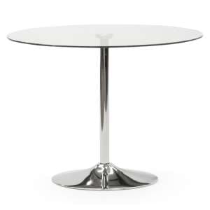 Orbik Small Clear Glass Dining Table With Polished Metal Base - UK