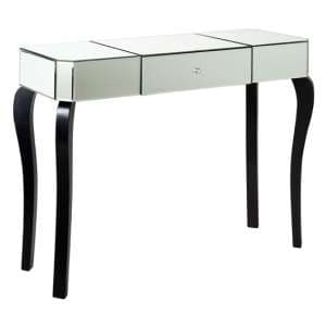 Orca Mirrored Glass Console Table With Black Wooden Legs - UK