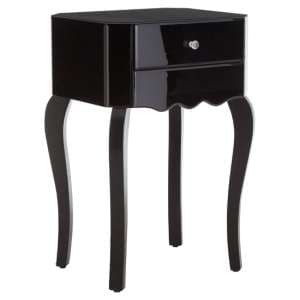 Orca Mirrored Glass Side Table With 1 Drawer In Black - UK