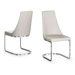 Markyate Faux Leather Dining Chair In Cream In A Pair - UK
