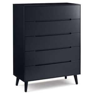 Abrina Wooden Chest Of 5 Drawers In Anthracite - UK