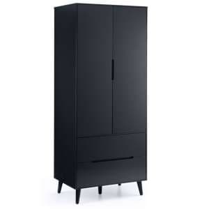 Abrina Wooden Wardrobe With 2 Doors And 2 Drawers In Anthracite - UK