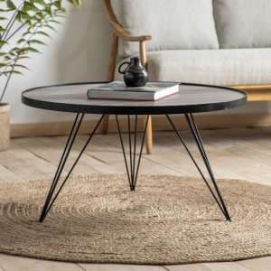 Oregon Wooden Coffee Table In Natural With Black Metal Frame - UK