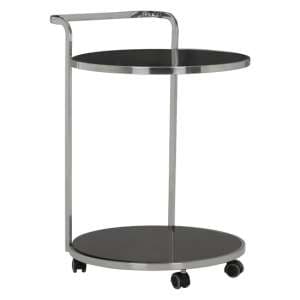 Orion Black Glass 2 Tier Drinks Trolley With Silver Frame - UK