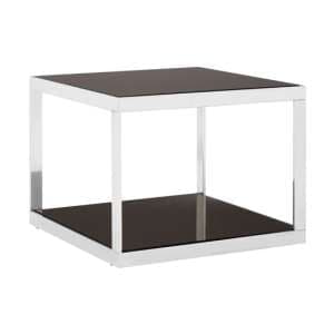 Orion Black Glass Square Coffee Table In Silver Frame - UK