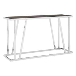 Orion Black Glass Top Console Table With Chrome Frame - UK