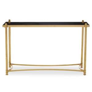 Orion Black Glass Top Console Table With Gold Metal Frame - UK