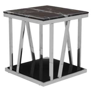 Orion Black Marble Top Side Table With Chrome Frame - UK
