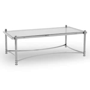 Orion Clear Glass Top Coffee Table With Silver Metal Frame - UK