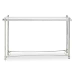 Orion Clear Glass Top Console Table With Silver Metal Frame - UK