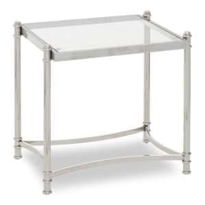 Orion Clear Glass Top Side Table With Silver Metal Frame