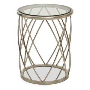 Orion Round Clear Glass Top Side Table With Silver Frame - UK