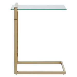 Orizone Clear Glass End Table With Gold Stainless Steel Frame