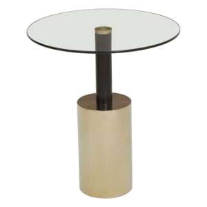 Orizone Clear Glass Top End Table With Gold Steel Base