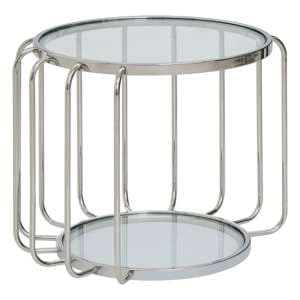 Orizone Clear Glass Top Side Table With Chrome Steel Base - UK