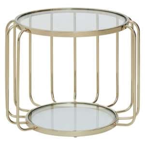 Orizone Clear Glass Top Side Table With Gold Steel Base - UK