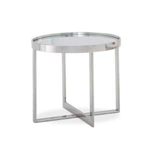 Orla Glass Top End Table In Clear With Polished Steel Base - UK