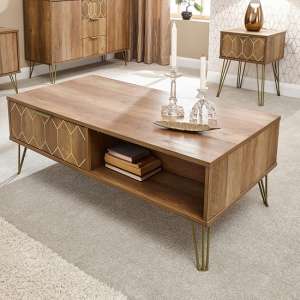 Ormskirk Coffee Table In Mango Wood Effect With 2 Drawer - UK