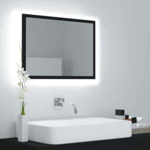 Ormond Wooden Bathroom Mirror In Black With LED Lights - UK
