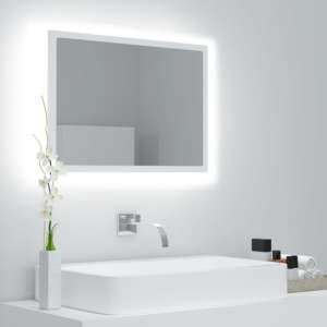 Ormond Wooden Bathroom Mirror In White With LED Lights - UK