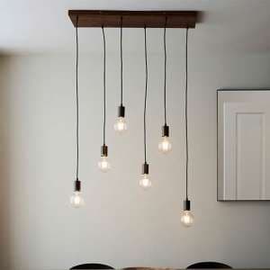 Orono 6 Lights Linear Ceiling Pendant Light In Anthracite - UK