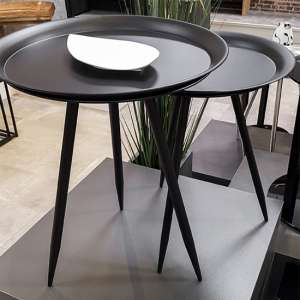 Orono Round Metal Set Of 2 Side Tables In Black