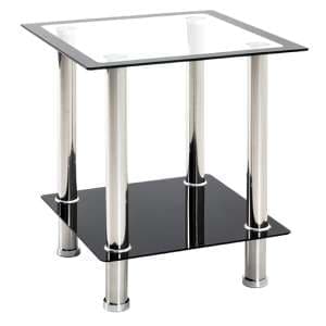 Orono Square Clear Glass Side Table With Black Undershelf