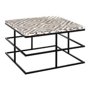 Orphee Square Wooden Coffee Table With Metal Frame In White