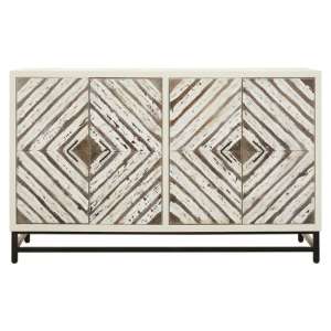 Orphee Wooden Sideboard With 4 Doors In White - UK