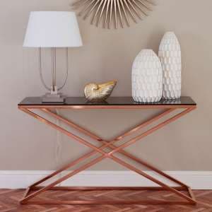 Orson Smoked Glass Top Console Table With Gold Steel Frame - UK