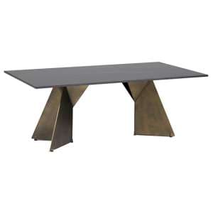 Orth Rectangular Stone Coffee Table With Gold Metal Base - UK