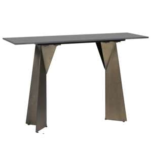 Orth Rectangular Stone Console Table With Gold Metal Base