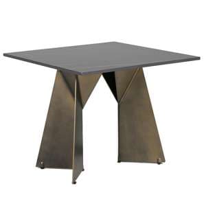 Orth Square Stone Lamp Table With Gold Metal Base