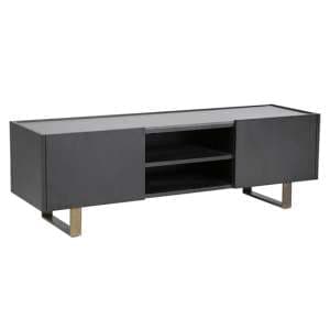 Orth Wooden TV Stand With Stone Top In Black
