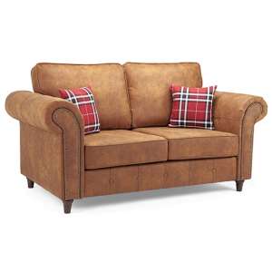 Orton Faux Leather 2 Seater Sofa In Tan
