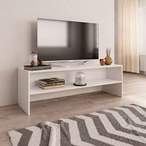 Orya Wooden TV Stand With Undershelf In White - UK