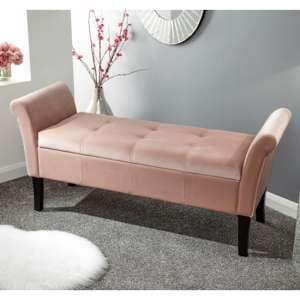 Otterburn Fabric Upholstered Window Seat Bench In Pink