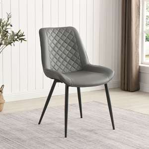 Oston Faux Leather Dining Chair In Grey With Anthracite Legs - UK