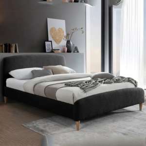 Otaola Teddy Bear Fabric Double Bed In Charcoal
