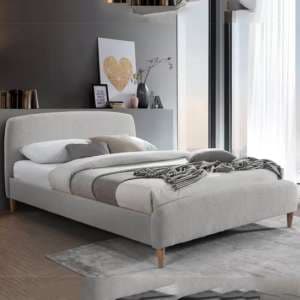 Otaola Teddy Bear Fabric Double Bed In Dove Grey - UK