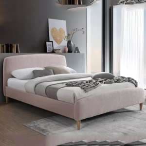 Otaola Teddy Bear Fabric King Size Bed In Blush Pink - UK