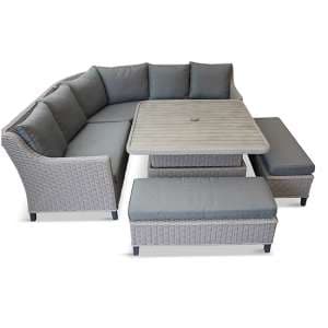 Otka Large Lounge Dining Set With Adjustable Table In Grey