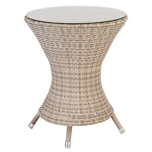 Ottery Outdoor Wave 600mm Glass Top Bistro Table In Pearl