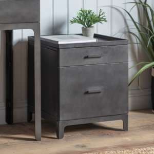 Ottistra Wooden Office Pedestal With 2 Drawers In Dark Grey - UK