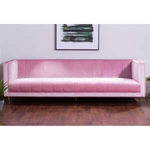 Otyliya Upholstered Velvet 3 Seater Sofa In Pink - UK