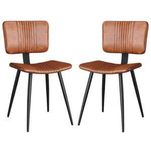 Oundle Bruicato Genuine Leather Dining Chairs In Pair